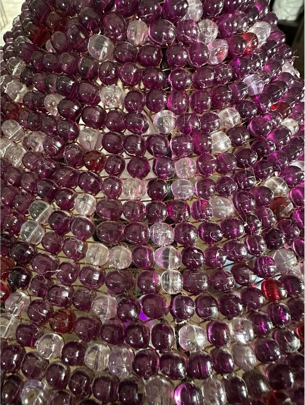 Purple Beaded Table Lamp Victorian Boho Fringe Accent Light Candelabra 16
